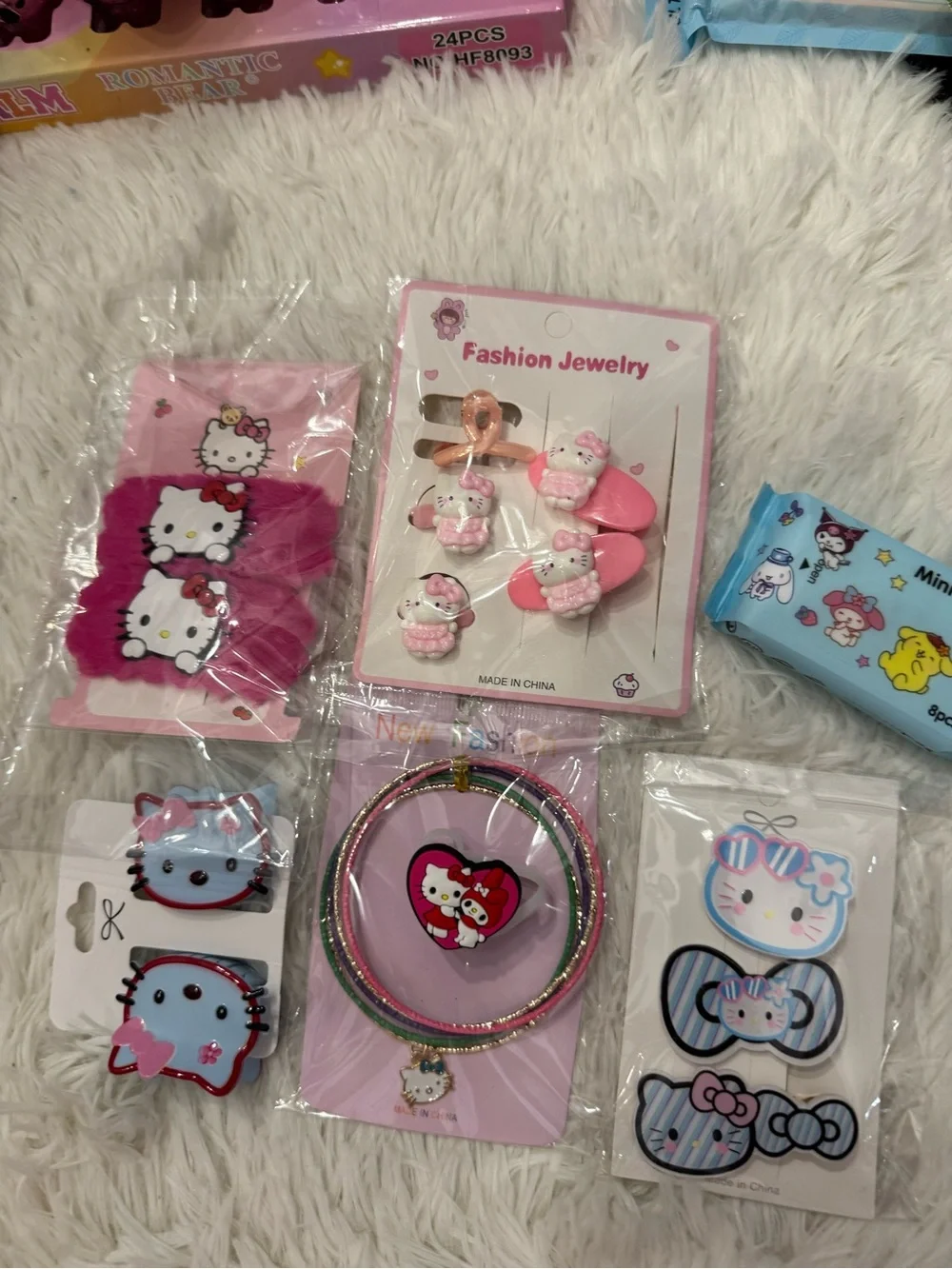 Hello Kitty Kids Hair Accessories hair clips bangles wipes straw topper 18 items